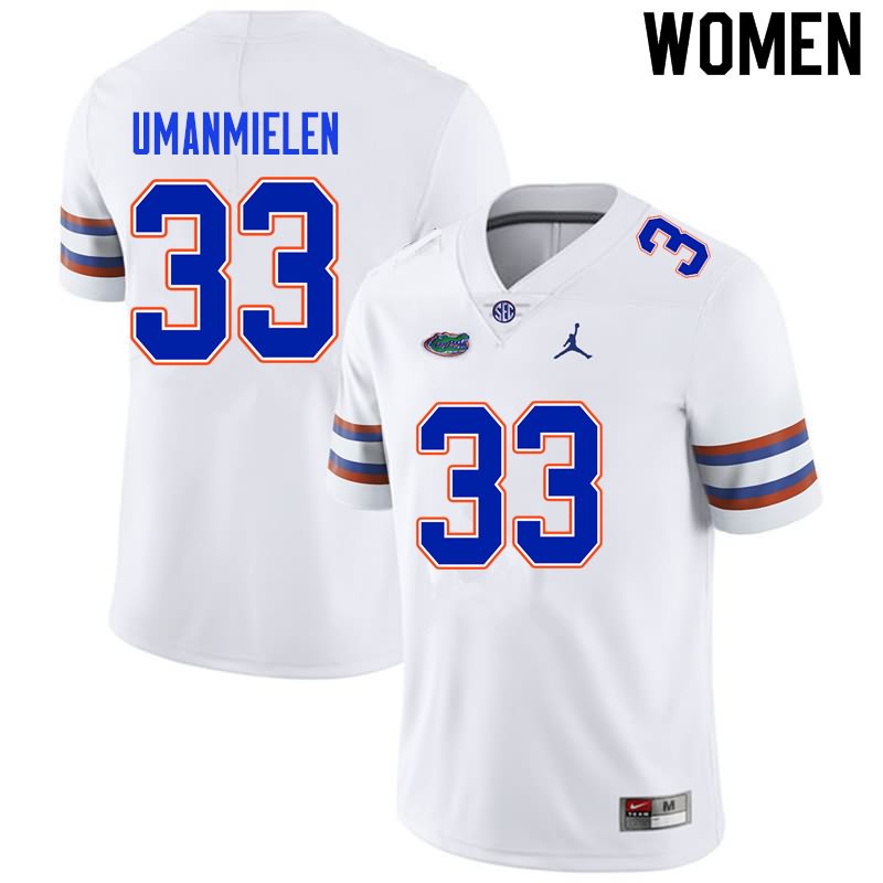 NCAA Florida Gators Princely Umanmielen Women's #33 Nike White Stitched Authentic College Football Jersey ACR5264AB